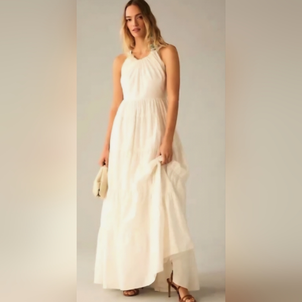 Anthropologie Forever That Girl Cream Maxi Dress